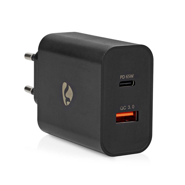 Nedis Wall Charger - 65 W, Quick charge feature, 2.0 / 2.25 / 3.25 A, USB-A / USB-C - Automatic Voltage Selection