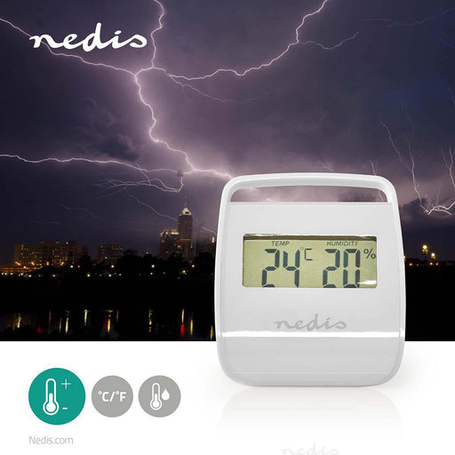 Nedis Digital Thermometer - Indoor, Indoor temperature, Indoor humidity, Indoor humidity - White