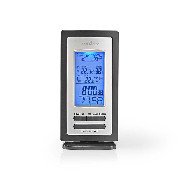 Nedis Weather Station - Indoor & Outdoor, Including wireless weather sensor, Weather forecast, LCD Display - Alarm clock function