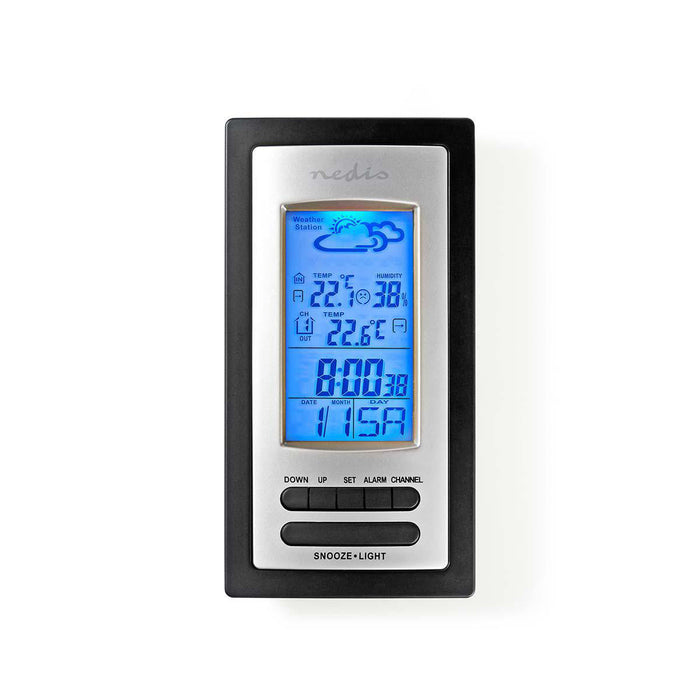 Nedis Weather Station - Indoor & Outdoor, Including wireless weather sensor, Weather forecast, LCD Display - Alarm clock function