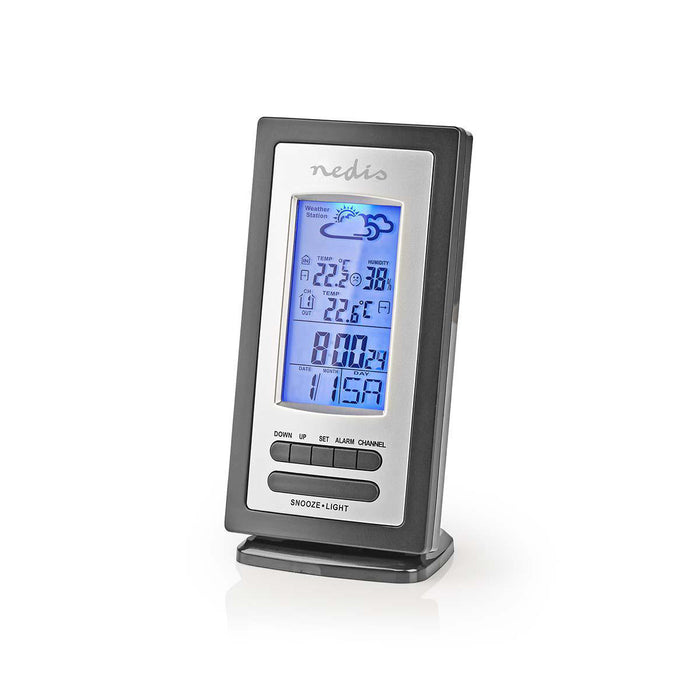 Nedis Weather Station - Indoor & Outdoor, Including wireless weather sensor, Weather forecast, LCD Display - Alarm clock function