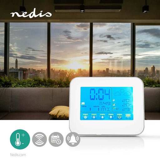 Nedis Weather Station - Indoor & Outdoor, Including wireless weather sensor, Weather forecast, Colour LCD Display - Alarm clock function