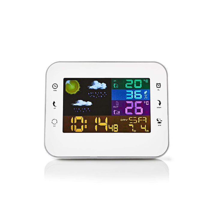 Nedis Weather Station - Indoor & Outdoor, Including wireless weather sensor, Weather forecast, Colour LCD Display - Alarm clock function