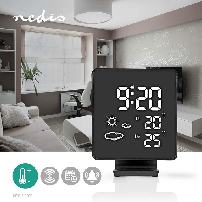 Nedis Weather Station - Indoor & Outdoor, Including wireless weather sensor, Weather forecast, Digital - Alarm clock function