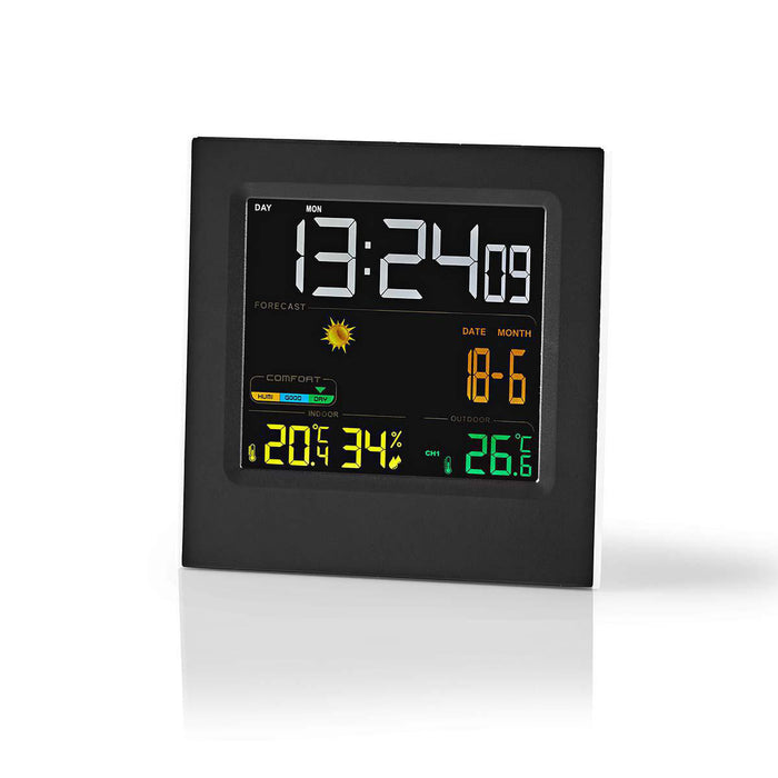 Nedis Weather Station - Indoor & Outdoor, Including wireless weather sensor, Weather forecast, LED Display - Alarm clock function