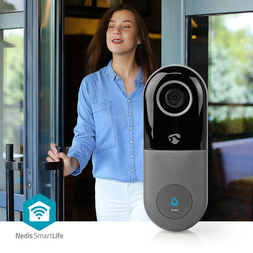 Nedis SmartLife Video Doorbell - Wi-Fi, Transformer, Full HD 1080p, Night vision - Black / Grey