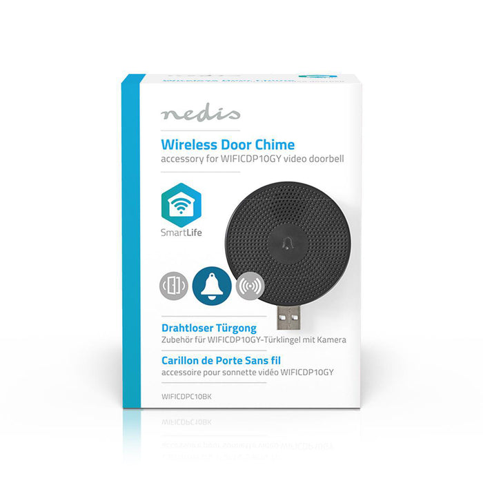 Nedis SmartLife Chime - Wi-Fi, Accessory for: WIFICDP10GY, USB Powered, Adjustable volume - Black