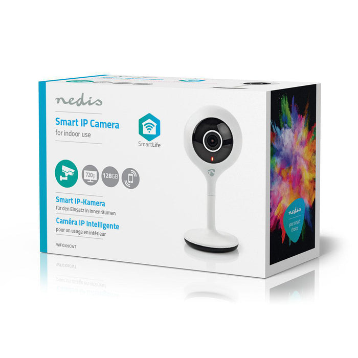 Nedis SmartLife Indoor Camera - Wi-Fi, HD 720p, Cloud Storage (optional) / microSD (not included), Night vision - White