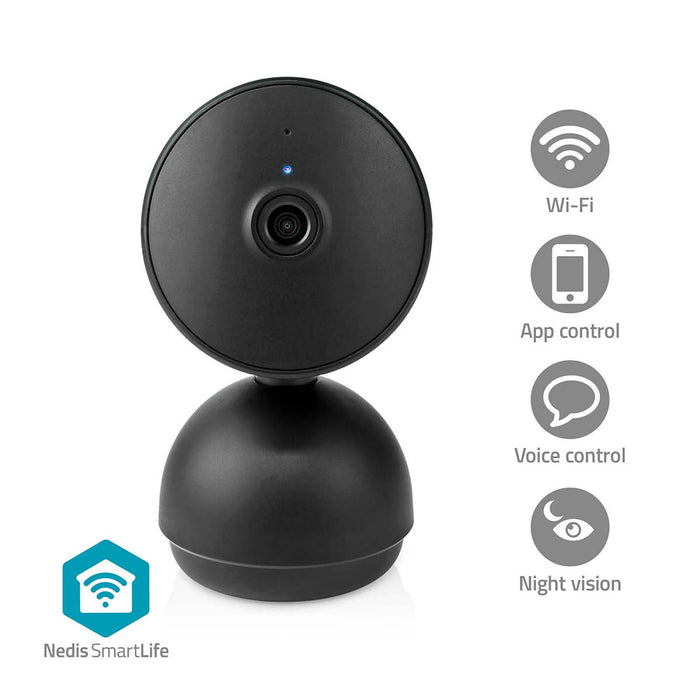 Nedis SmartLife Indoor Camera - Wi-Fi, Full HD 1080p, Pan tilt, Night vision - Black