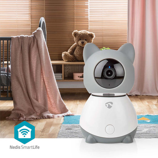 Nedis SmartLife Indoor Camera - Wi-Fi, Full HD 1080p, Pan tilt, Night vision - Grey / White