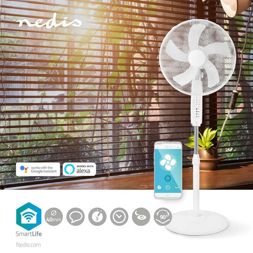 Nedis Smart Fan - Wi-Fi, 400 mm, Adjustable height, Android / IOS - White