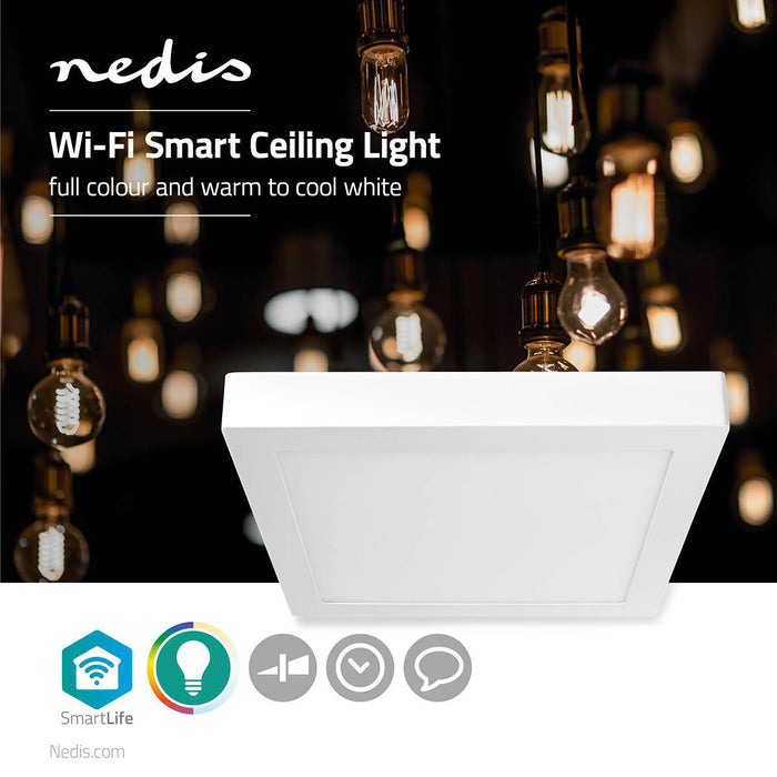 Nedis SmartLife Ceiling Light - Wi-Fi, Cool White / RGB / Warm White, Square, Energy class: A - Android / IOS