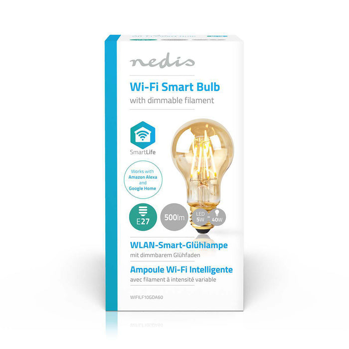 Nedis SmartLife LED Filament Bulb - Wi-Fi, E27, 500 lm, A60 - 1 pcs