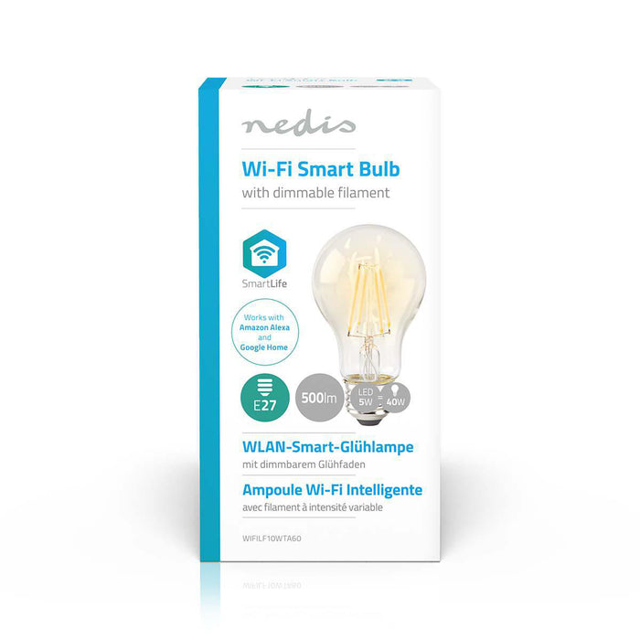 Nedis SmartLife LED Filament Bulb - Wi-Fi, E27, 500 lm, A60 - 1 pcs