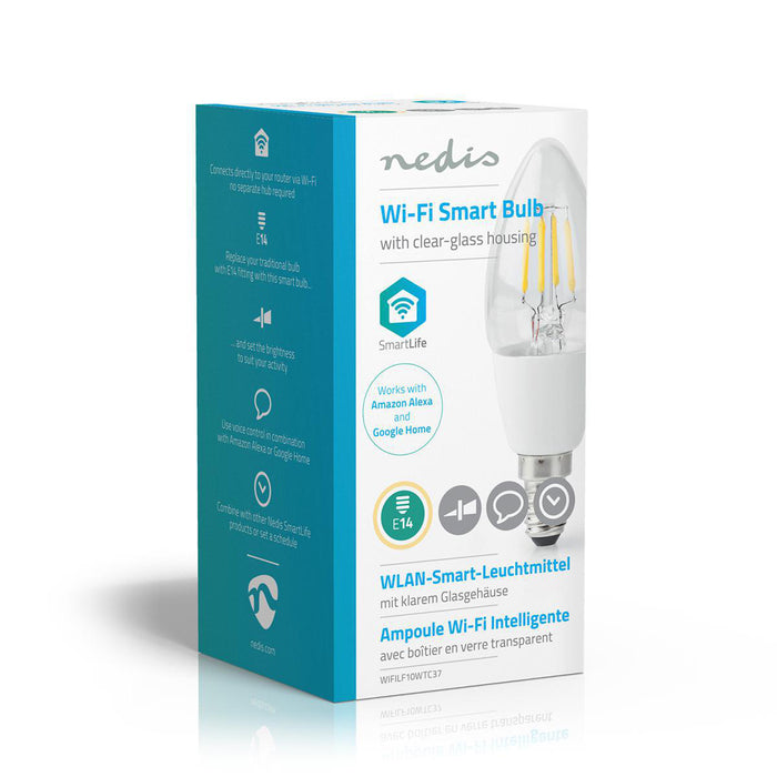 Nedis SmartLife LED Filament Bulb - Wi-Fi, E14, 400 lm, Candle - 1 pcs