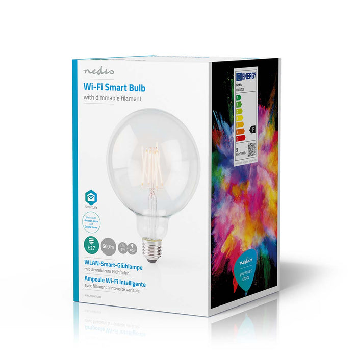 Nedis SmartLife LED Filament Bulb - Wi-Fi, E27, 500 lm, G125 - 1 pcs