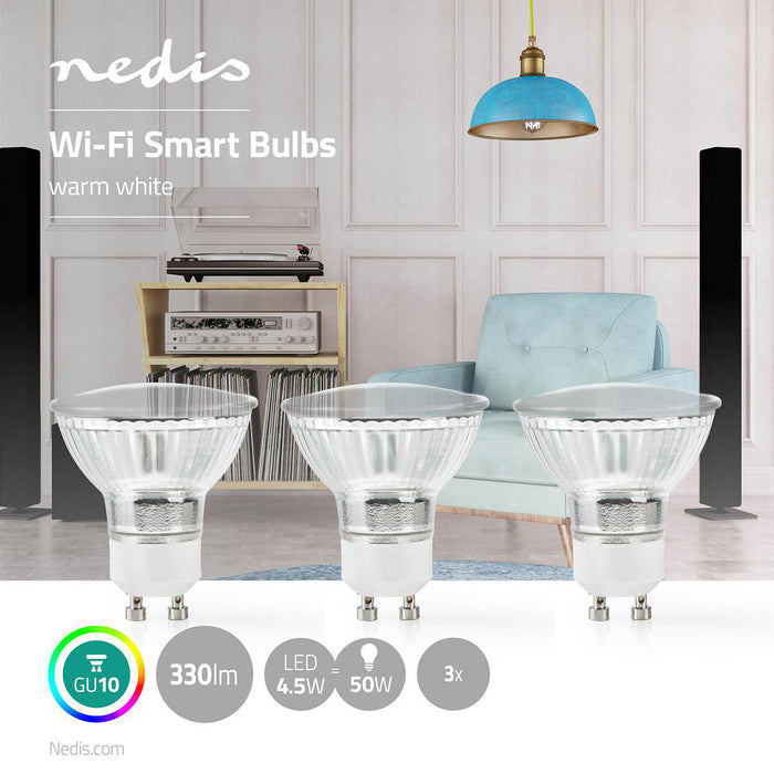 Nedis SmartLife LED Bulb - Wi-Fi, GU10, 330 lm, PAR16 - 3 pcs