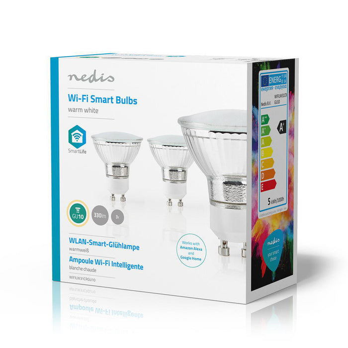 Nedis SmartLife LED Bulb - Wi-Fi, GU10, 330 lm, PAR16 - 3 pcs