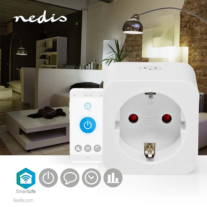 Nedis SmartLife Smart Plug - Wi-Fi, Power meter, 3680 W, Android / IOS - White