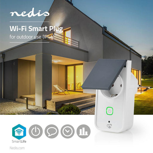 Nedis SmartLife Smart Plug - Wi-Fi, IP44, Power meter, Android / IOS - Grey / White