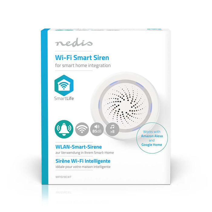 Nedis SmartLife Siren - Wi-Fi, Mains Powered, 8 Sounds, Android / IOS - White