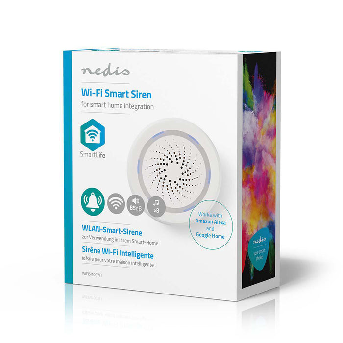 Nedis SmartLife Siren - Wi-Fi, Mains Powered, 8 Sounds, Android / IOS - White