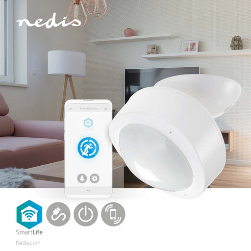 Nedis SmartLife Motion Sensor - Wi-Fi, Battery Powered / Mains Powered, Detector angle: 120 °, Detector range: 10.0 m - White