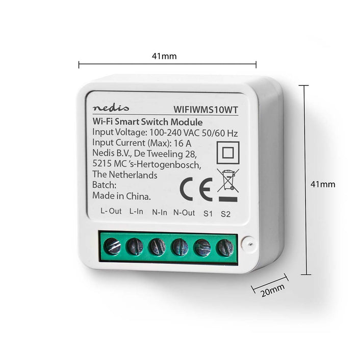 Nedis SmartLife Power Switch - Wi-Fi, 3680 W, Terminal Connection, Terminal Connection - App available for: Android / IOS