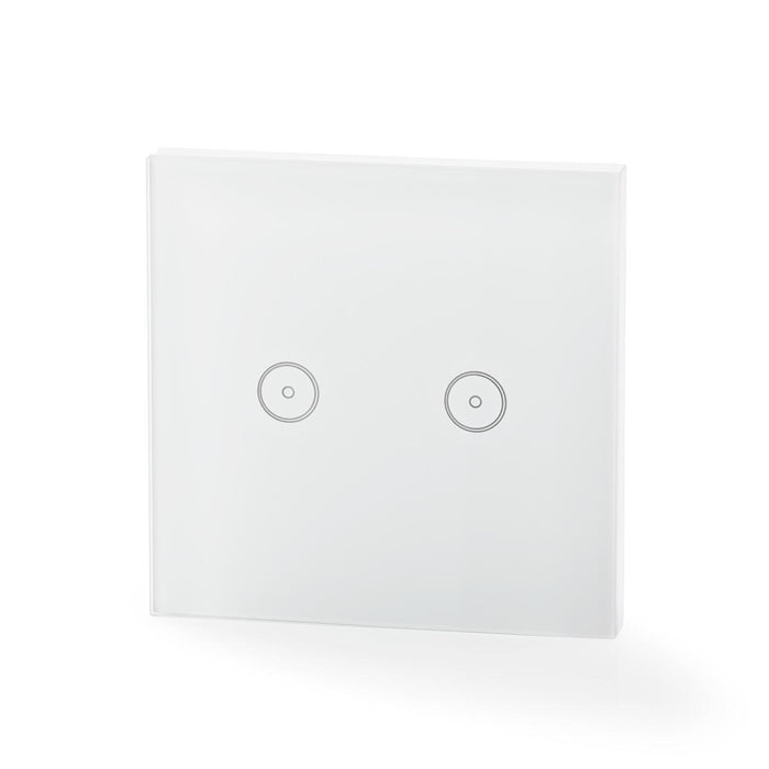 Nedis SmartLife Wall Switch - Wi-Fi, Dual, Wall Mount, Glass - White