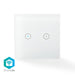 Nedis SmartLife Wall Switch - Wi-Fi, Dual, Wall Mount, Glass - White