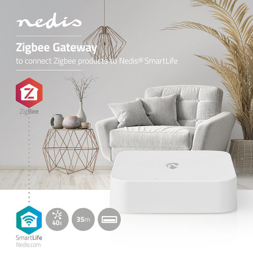 Nedis Zigbee Gateway - Zigbee 3.0, 40 Devices, USB Powered, Android / IOS - White