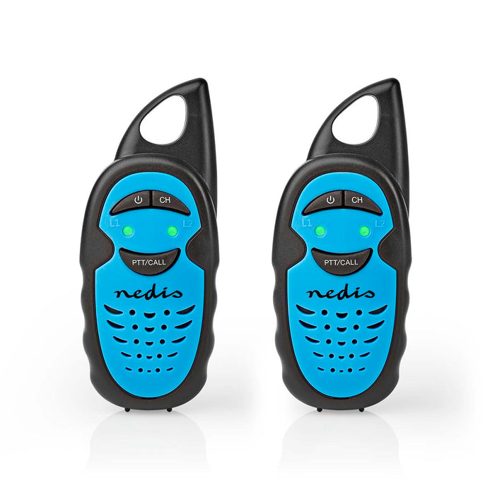 Nedis Walkie-Talkie Set - 2 Handsets, Up to 3 km, Frequency channels: 3, up to 3 Hours - Black / Blue