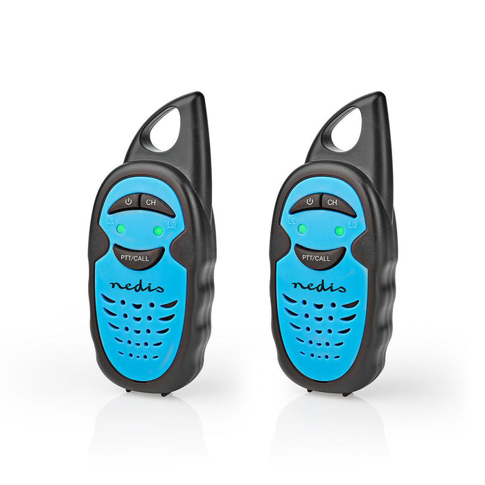 Nedis Walkie-Talkie Set - 2 Handsets, Up to 3 km, Frequency channels: 3, up to 3 Hours - Black / Blue