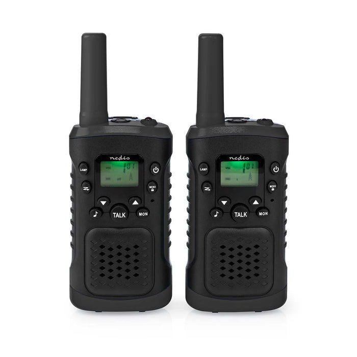 Nedis Walkie-Talkie Set - 2 Handsets, Up to 6 km, Frequency channels: 8, 2 Headsets - Black