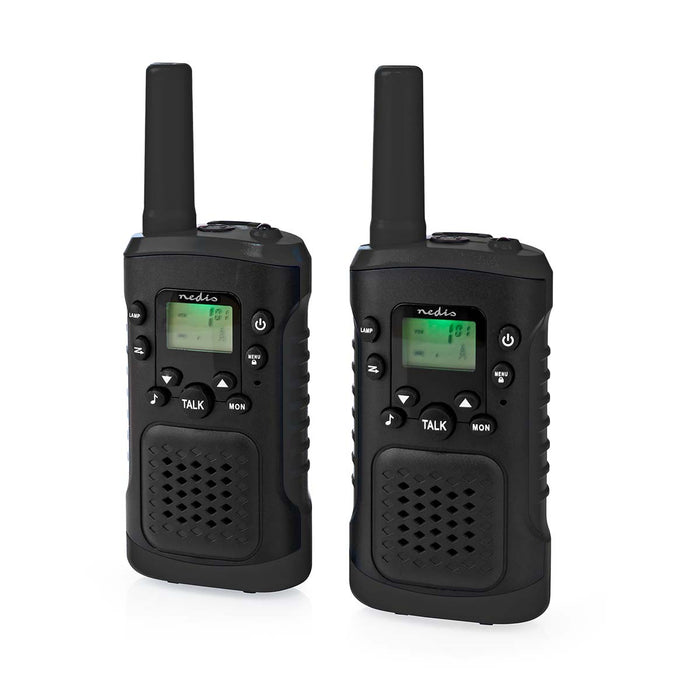 Nedis Walkie-Talkie Set - 2 Handsets, Up to 6 km, Frequency channels: 8, 2 Headsets - Black