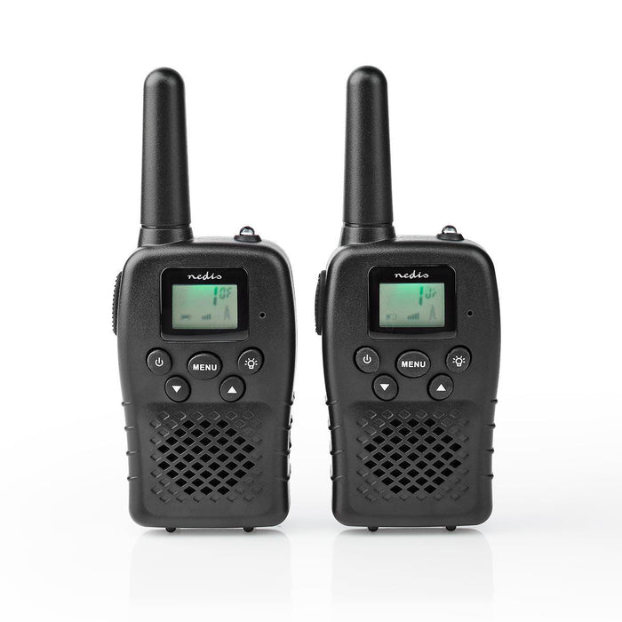 Nedis Walkie-Talkie Set - 2 Handsets, Up to 10 km, Frequency channels: 8, up to 3 Hours - Black