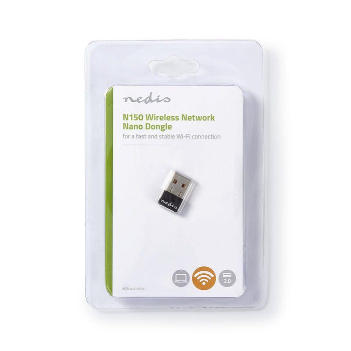 Nedis Network Dongle - Wi-Fi, N150, 2.4 GHz, Wi-Fi speed total: 150 Mbps - Windows 10 / Windows 7 / Windows 8