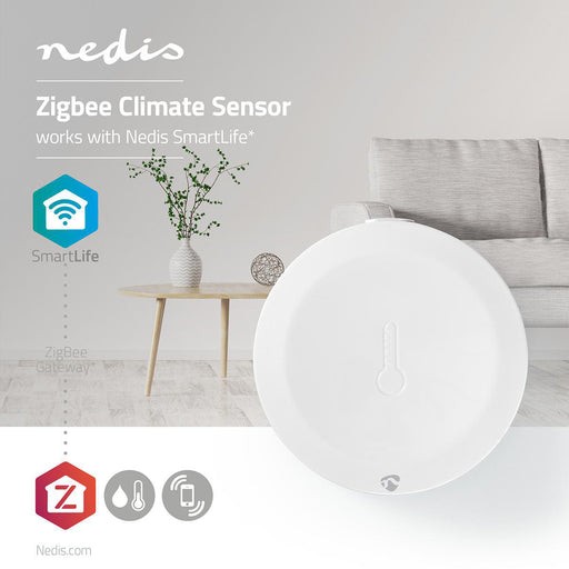 Nedis Smart Climate Sensor - Zigbee 3.0, Battery Powered, Android / IOS, Android / IOS - White