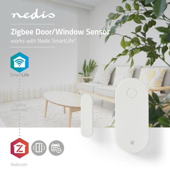 Nedis Door Window Sensor - Zigbee 3.0, Battery Powered, Android / IOS, Android / IOS - White