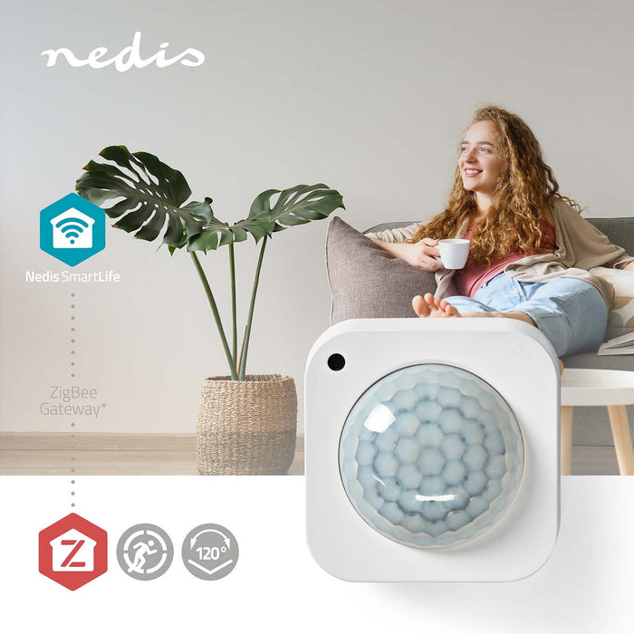 Nedis SmartLife Motion Sensor - Zigbee 3.0, Battery Powered / USB Powered, Detector angle: 100 °, Max. battery life: 24 Months - White