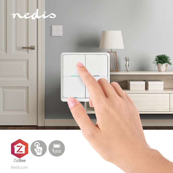 Nedis SmartLife Wall Switch - Zigbee 3.0, Wall Mount, Android / IOS, Plastic - White