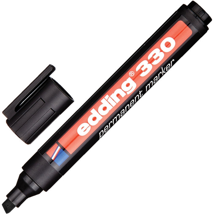 Edding 330 Permanentmarker Keilspitze 1–5 mm schwarz Ref 330–001 [Pack 10]