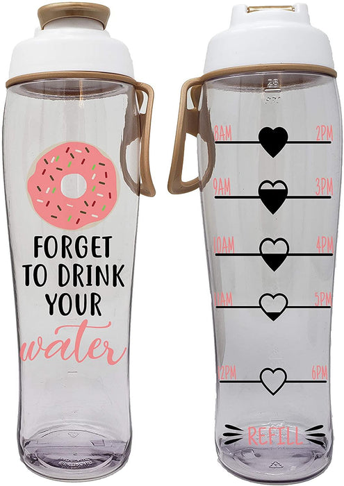 50 Strong BPA-free Reusable Water Bottle with Time Marker, 30 Ounce-Donut