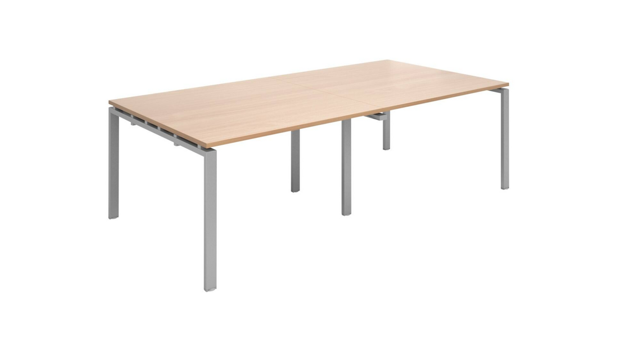 Dams International Rectangular Boardroom Table with Beech Coloured MFC & Aluminium Top and Silver Frame EBT2412-S-B 2400 x 1200 x 725 mm