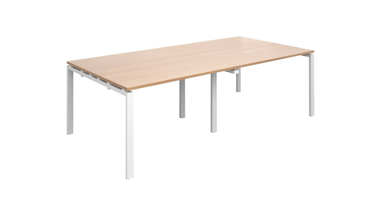 Dams International Rectangular Boardroom Table with Beech Coloured MFC & Aluminium Top and White Frame EBT2412-WH-B 2400 x 1200 x 725 mm