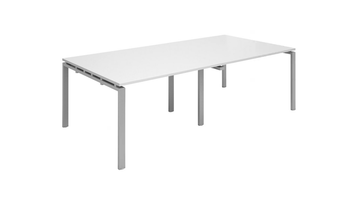 Dams International Rectangular Boardroom Table with White MFC & Aluminium Top and Silver Frame EBT2412-S-WH 2400 x 1200 x 725 mm