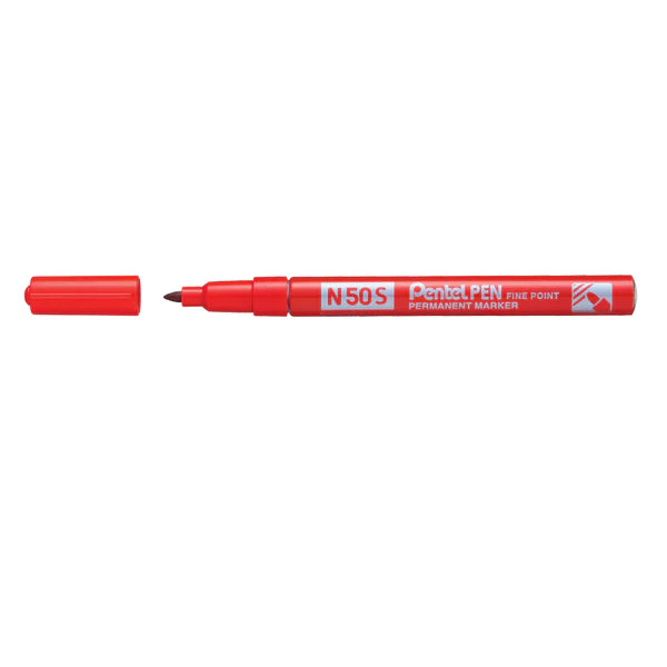 Pentel N50S-B Bullet Tip Permanent Marker - Red (Pack of 12)