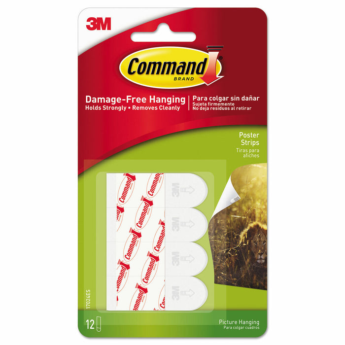 Command 17024 Poster Mounting Adhesive Strips - White, Pack of 12