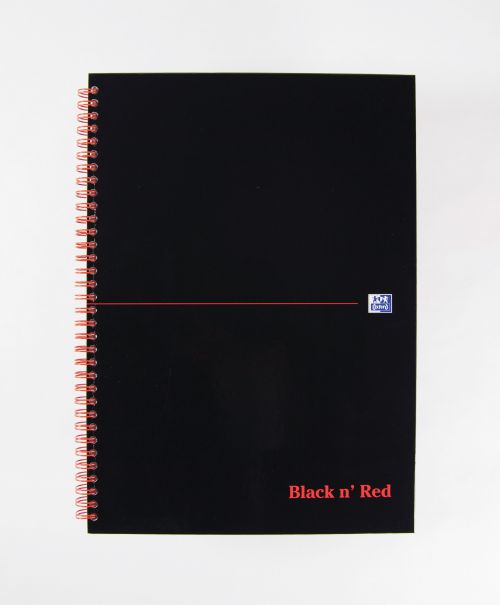 Black n Red Notebook Wirebound A4 Hardback A-Z Ruled 140 Pages 100080232