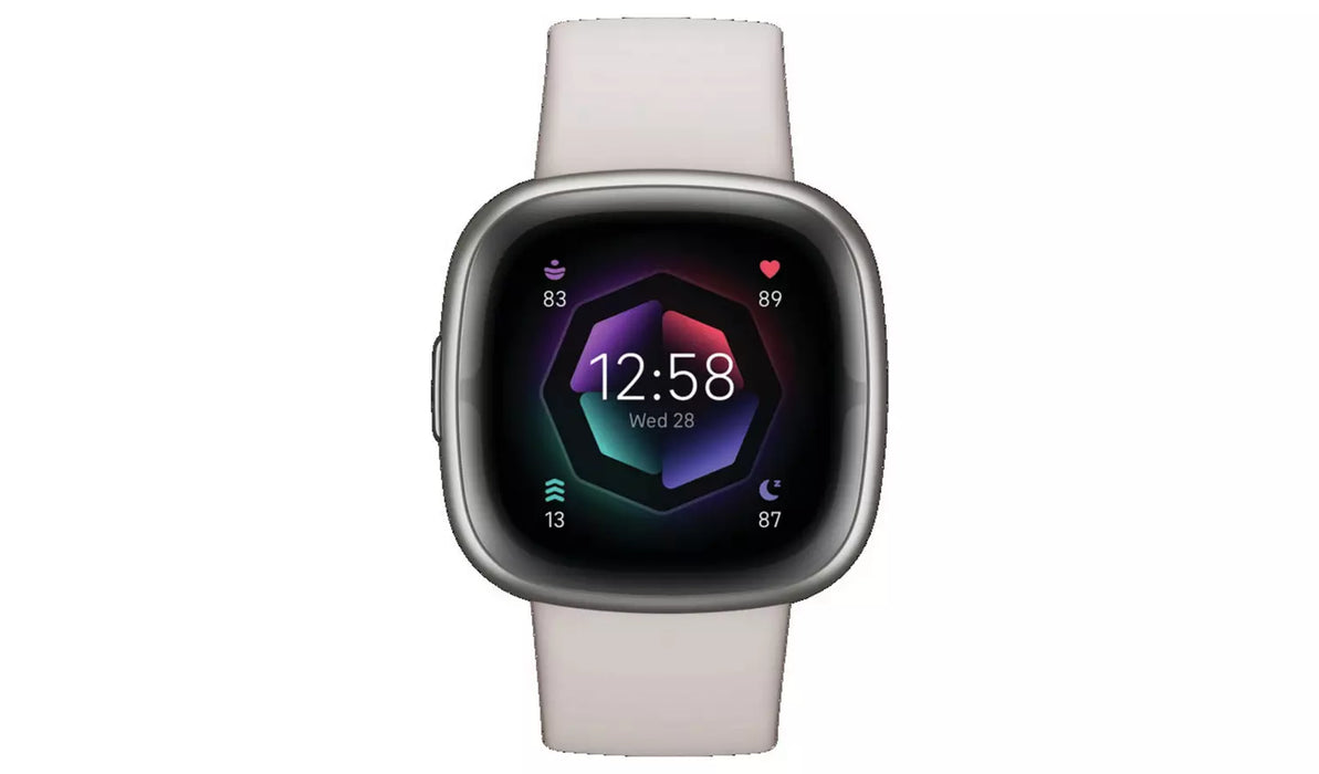 Fitbit Sense 2 Smartwatch – Mondweiß/Platin